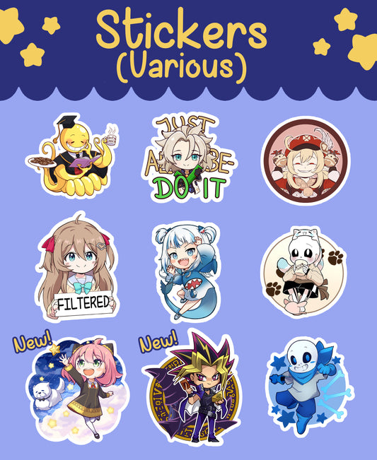 Stickers - Various Fandoms